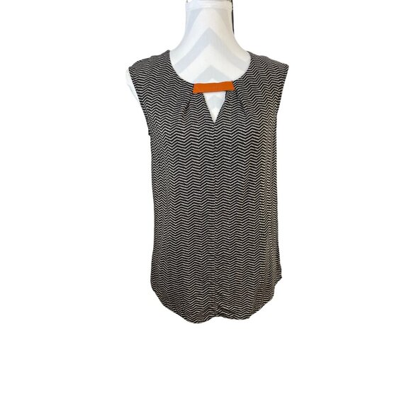 THML Sleeveless Blouse  Keyhole V Neck Size XS  Chevron - Picture 2 of 8